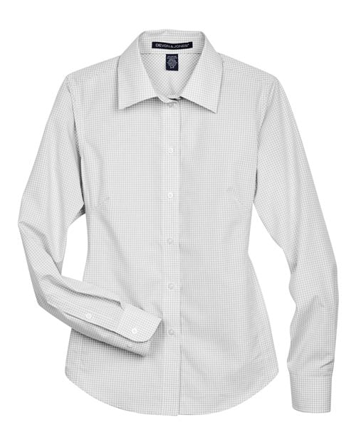 Devon & Jones Women's Crown Collection Gingham Check Woven Dress Shirt-1