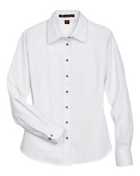 Harriton Women's Easy Blend Long Sleeve Twill Dress Shirt with Stain-Release-1