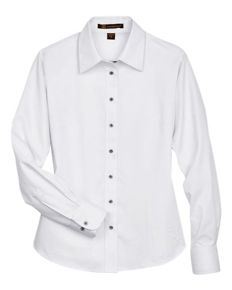 Harriton Women's Easy Blend Long Sleeve Twill Dress Shirt with Stain-Release-1