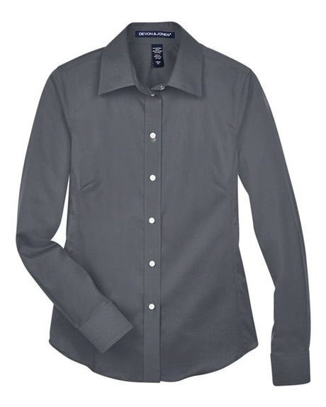 Devon & Jones Women's Crown Collection Solid Stretch Twill Woven Dress Shirt-1