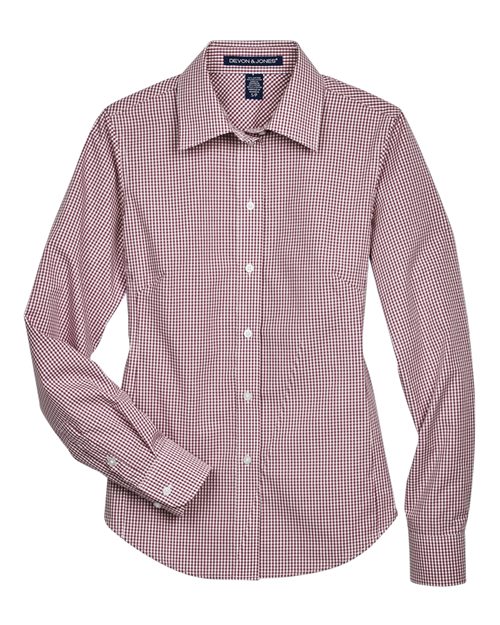 Devon & Jones Women's Crown Collection Gingham Check Woven Dress Shirt-1