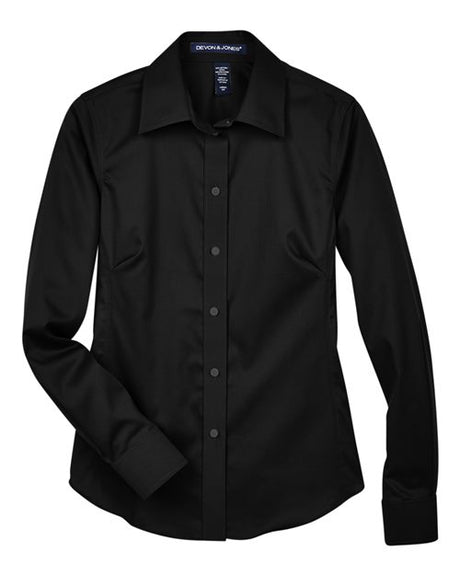 Devon & Jones Women's Crown Collection Solid Stretch Twill Woven Dress Shirt-1