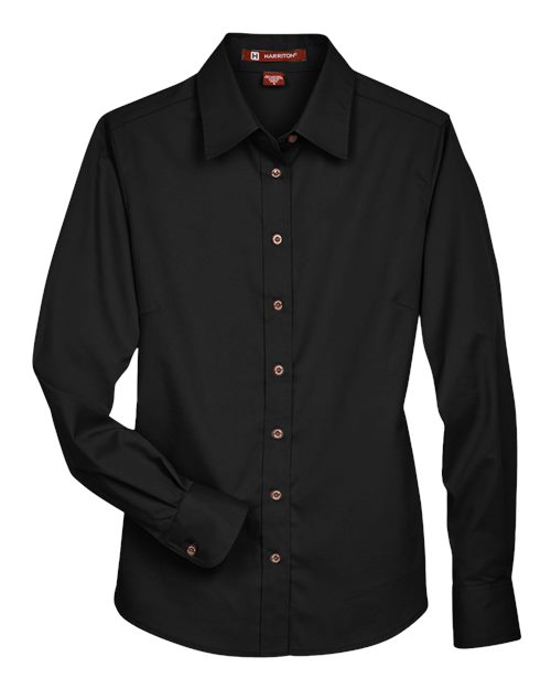 Harriton Women's Easy Blend Long Sleeve Twill Dress Shirt with Stain-Release-1