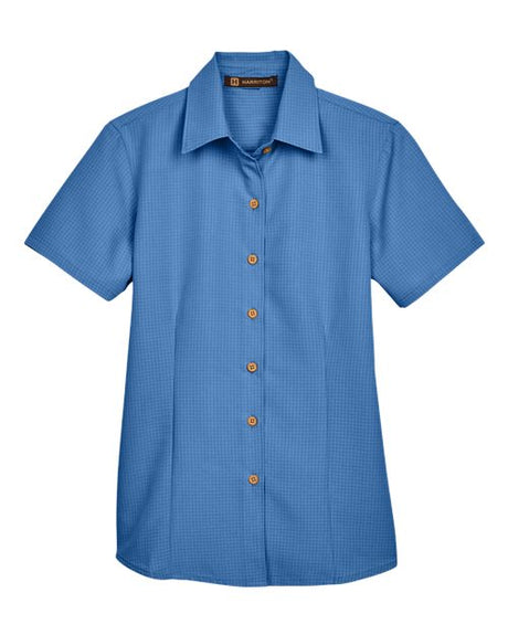 Harriton Women's Barbados Textured Camp Shirt-1