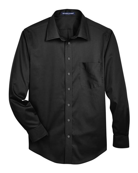 Devon & Jones Men's Crown Collection Solid Stretch Twill Woven Dress Shirt-1