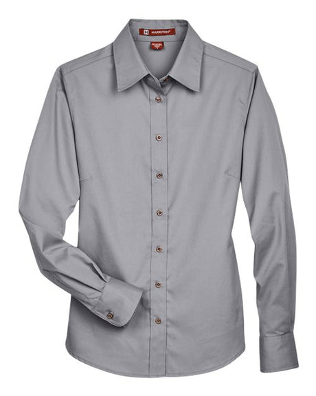 Harriton Women's Easy Blend Long Sleeve Twill Dress Shirt with Stain-Release-1