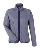 CORE365 Women's Venture Heathered Stripe Full-Zip Jacket-1