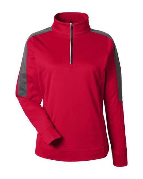 CORE365 Women's Market Snag Protect Mesh Colorblock Quarter-Zip Pullover-1