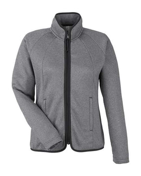 CORE365 Women's Venture Heathered Stripe Full-Zip Jacket-1