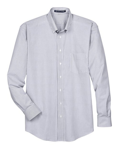 Devon & Jones Men's Crown Collection Banker Stripe Woven Dress Shirt-1