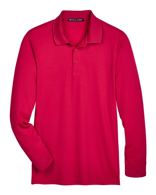 Devon & Jones Men's CrownLux Performance Plaited Long Sleeve Polo-1