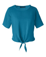 Devon & Jones Women's Perfect Fit Tie Front Blouse-1