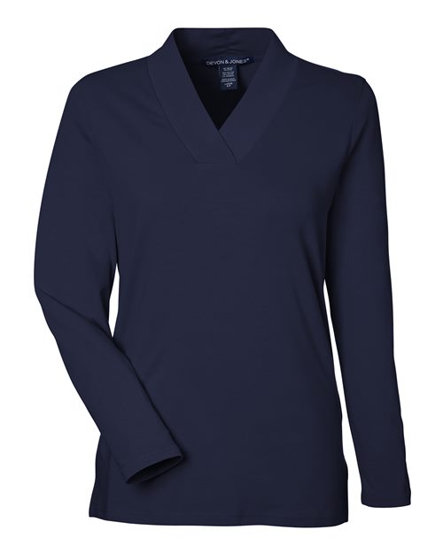 Devon & Jones Women's Raleigh Shawl Collar Knit Top-1