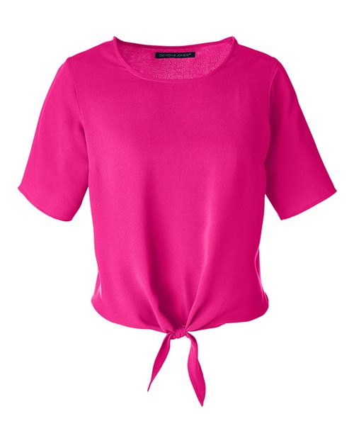 Devon & Jones Women's Perfect Fit Tie Front Blouse-1