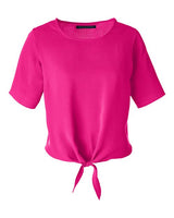 Devon & Jones Women's Perfect Fit Tie Front Blouse-1