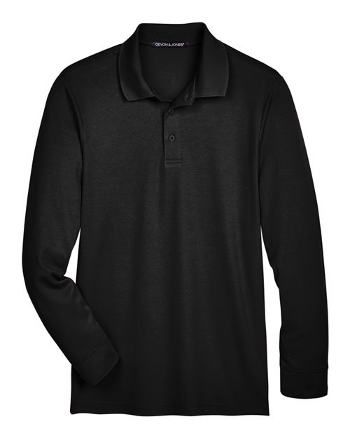 Devon & Jones Men's Tall CrownLux Performance Plaited Long Sleeve Polo-1