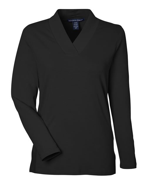 Devon & Jones Women's Raleigh Shawl Collar Knit Top-1