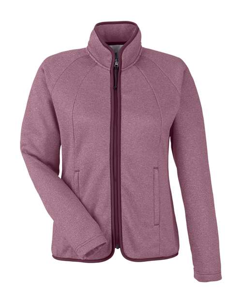 CORE365 Women's Venture Heathered Stripe Full-Zip Jacket-1