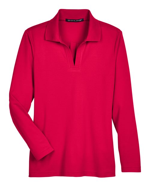Devon & Jones Women's CrownLux Performance Plaited Long Sleeve Polo-1