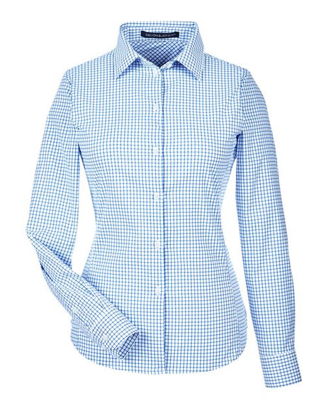Devon & Jones Women's CrownLux Performance Micro Windowpane Woven Dress Shirt