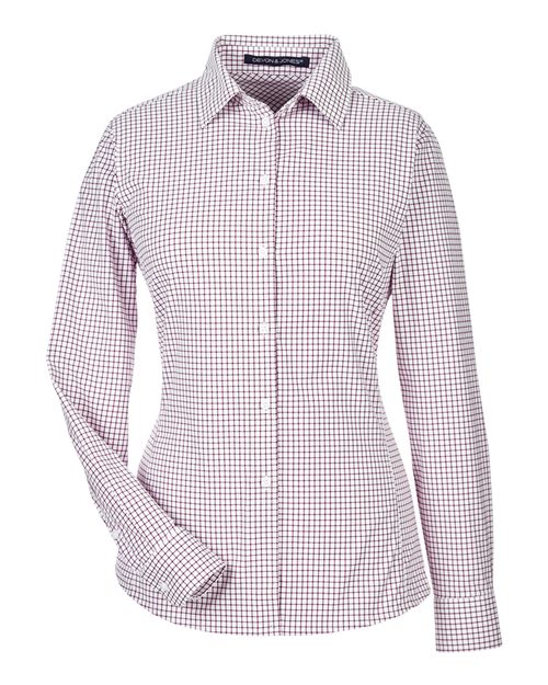 Devon & Jones Women's CrownLux Performance Micro Windowpane Woven Dress Shirt