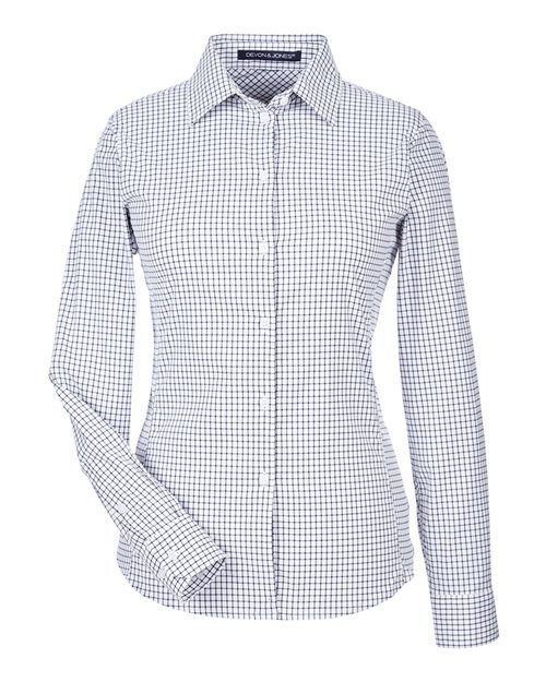 Devon & Jones Women's CrownLux Performance Micro Windowpane Woven Dress Shirt