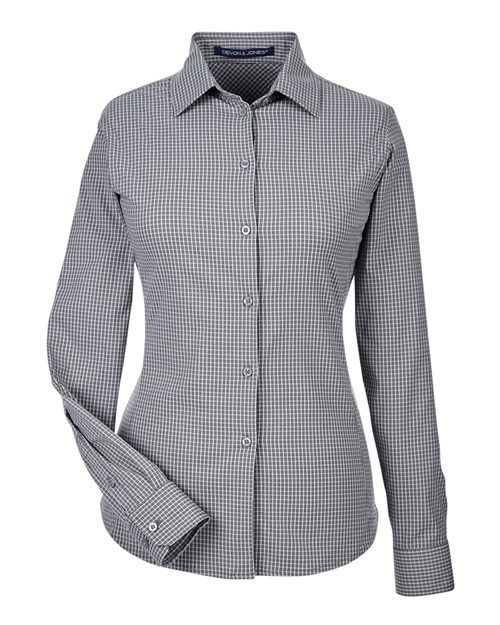 Devon & Jones Women's CrownLux Performance Tonal Mini Check Woven Dress Shirt
