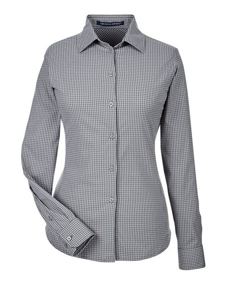 Devon & Jones Women's CrownLux Performance Tonal Mini Check Woven Dress Shirt
