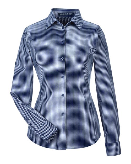 Devon & Jones Women's CrownLux Performance Tonal Mini Check Woven Dress Shirt