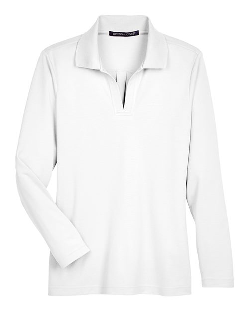 Devon & Jones Women's CrownLux Performance Plaited Long Sleeve Polo-1