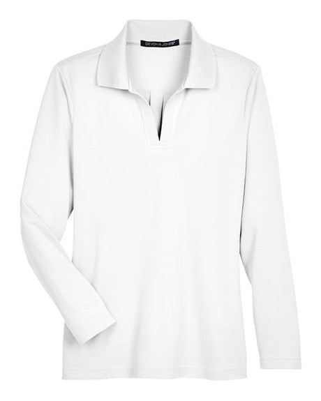 Devon & Jones Women's CrownLux Performance Plaited Long Sleeve Polo-1