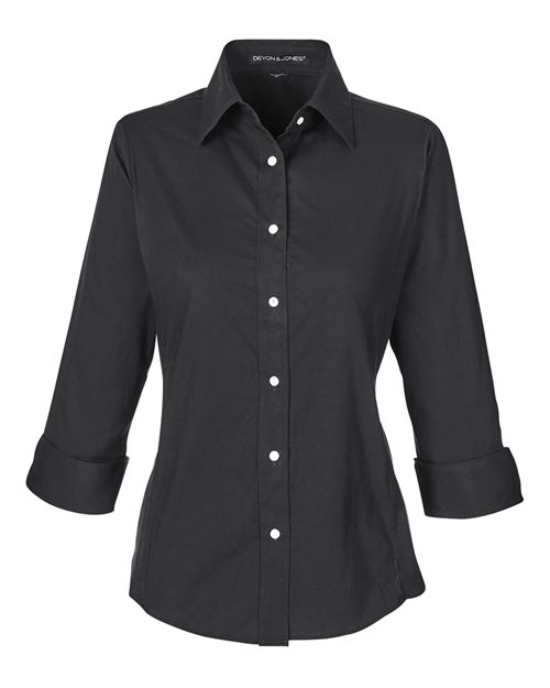 Devon & Jones Women's Perfect Fit Three-Quarter Sleeve Stretch Poplin Dress Shirt-1