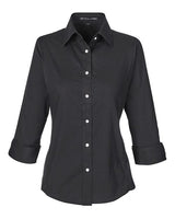 Devon & Jones Women's Perfect Fit Three-Quarter Sleeve Stretch Poplin Dress Shirt-1