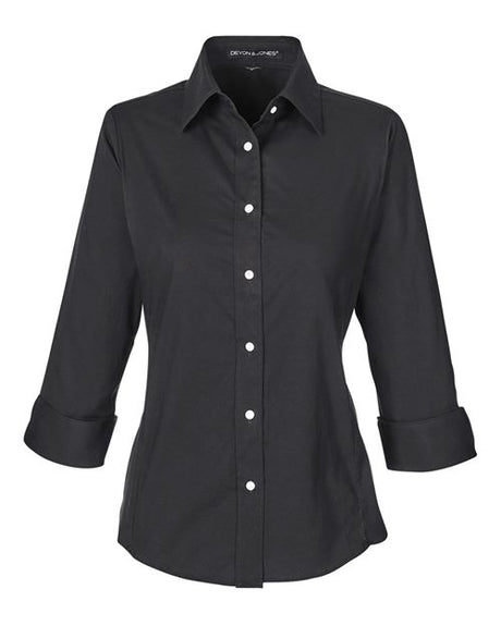 Devon & Jones Women's Perfect Fit Three-Quarter Sleeve Stretch Poplin Dress Shirt-1