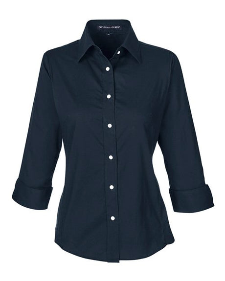 Devon & Jones Women's Perfect Fit Three-Quarter Sleeve Stretch Poplin Dress Shirt-1