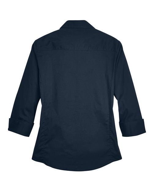Devon & Jones Women's Perfect Fit Three-Quarter Sleeve Stretch Poplin Dress Shirt-2