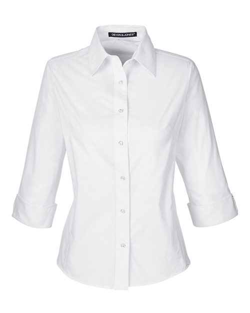 Devon & Jones Women's Perfect Fit Three-Quarter Sleeve Stretch Poplin Dress Shirt-1