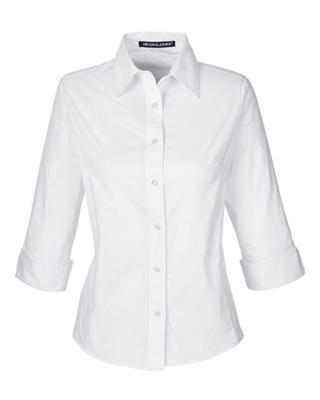 Devon & Jones Women's Perfect Fit Three-Quarter Sleeve Stretch Poplin Dress Shirt-1