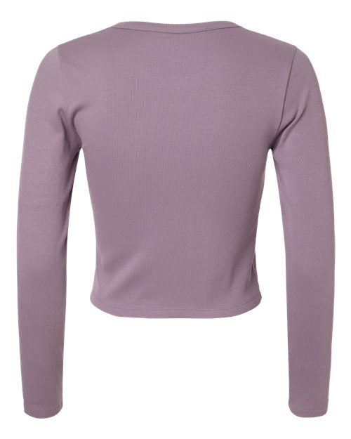 American Apparel Women's Baby Rib Long Sleeve Cropped Tee-2
