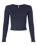 American Apparel Women's Baby Rib Long Sleeve Cropped Tee-1
