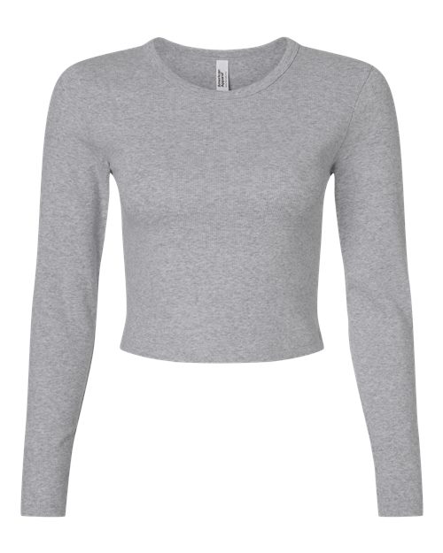 American Apparel Women's Baby Rib Long Sleeve Cropped Tee-1