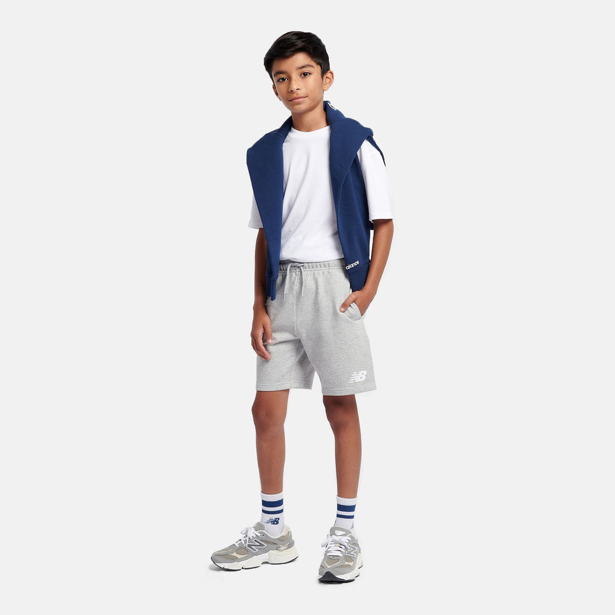 New Balance Youth French Terry Stacked Logo Short-4