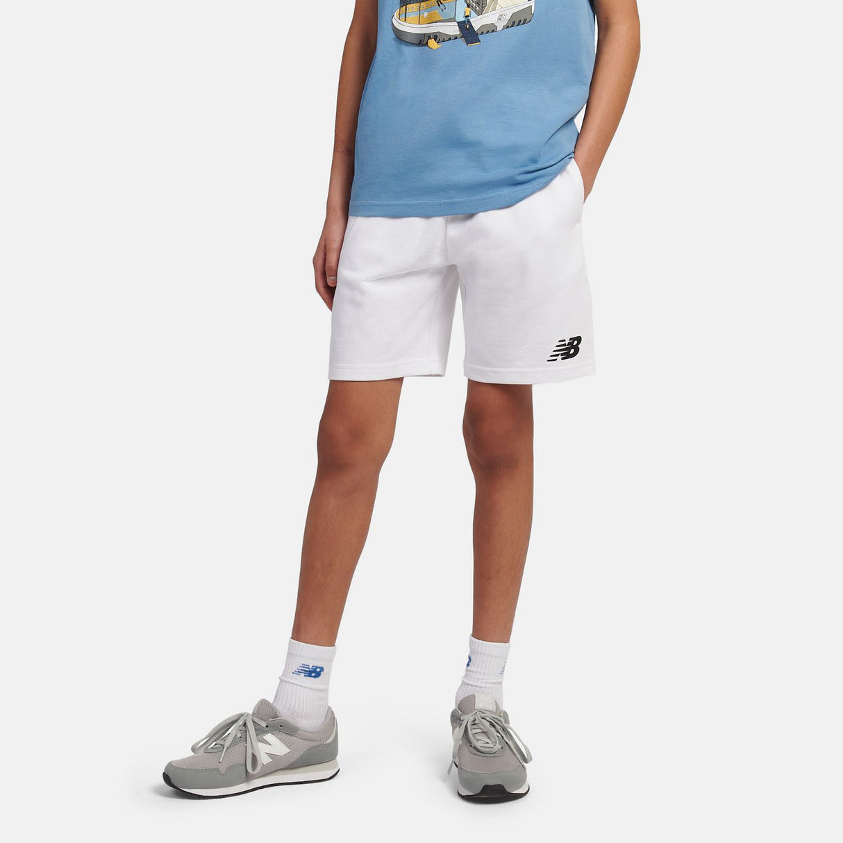 New Balance Youth French Terry Stacked Logo Short-2