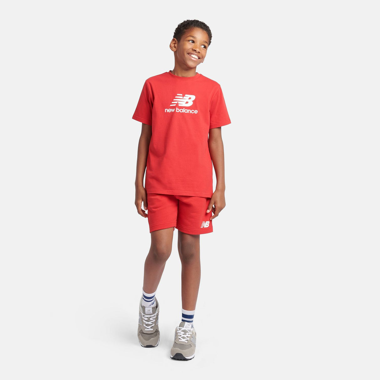 New Balance Youth French Terry Stacked Logo Short-4