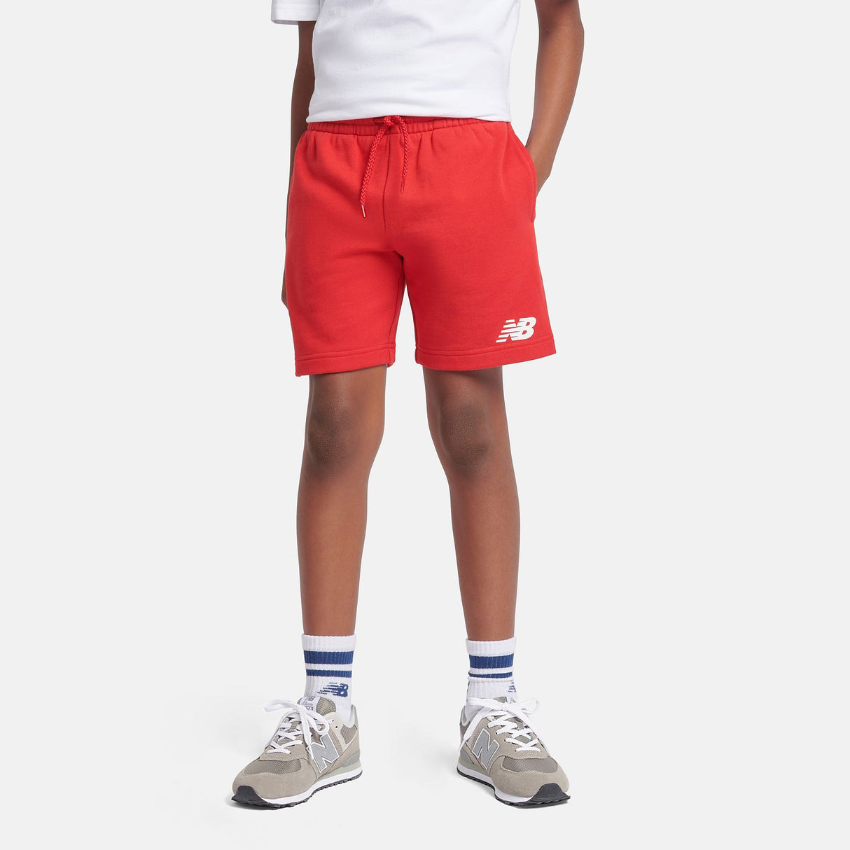 New Balance Youth French Terry Stacked Logo Short-5