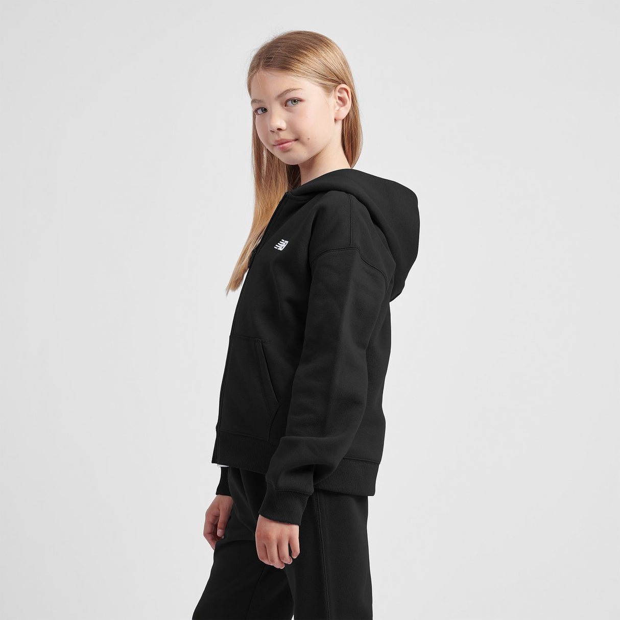 New Balance Youth Brush Back Small Logo Full Zip Hoodie-5