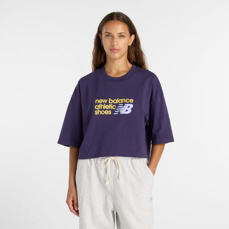 New Balance Women's Athletics Premium Chest Logo Cropped T-Shirt-2