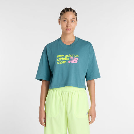 New Balance Women's Athletics Premium Chest Logo Cropped T-Shirt-1