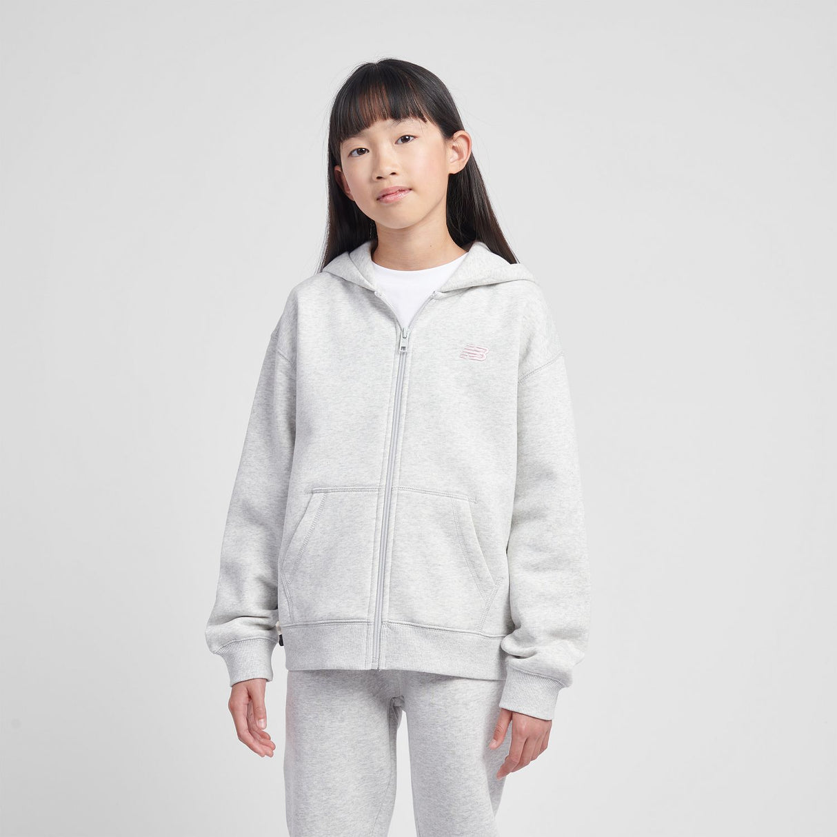 New Balance Youth Brush Back Small Logo Full Zip Hoodie-4