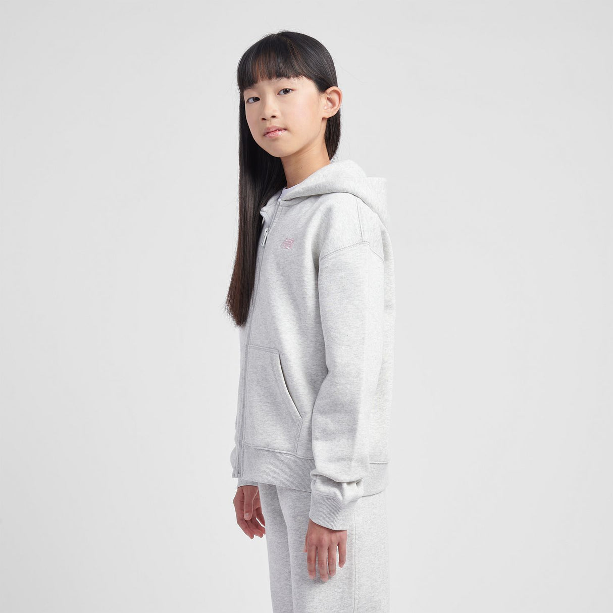 New Balance Youth Brush Back Small Logo Full Zip Hoodie-5